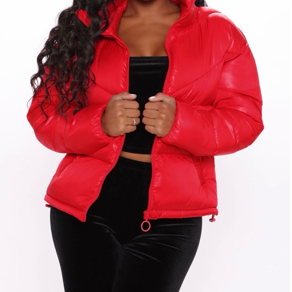 Fashion Nova Bold Red Puffer Jacket